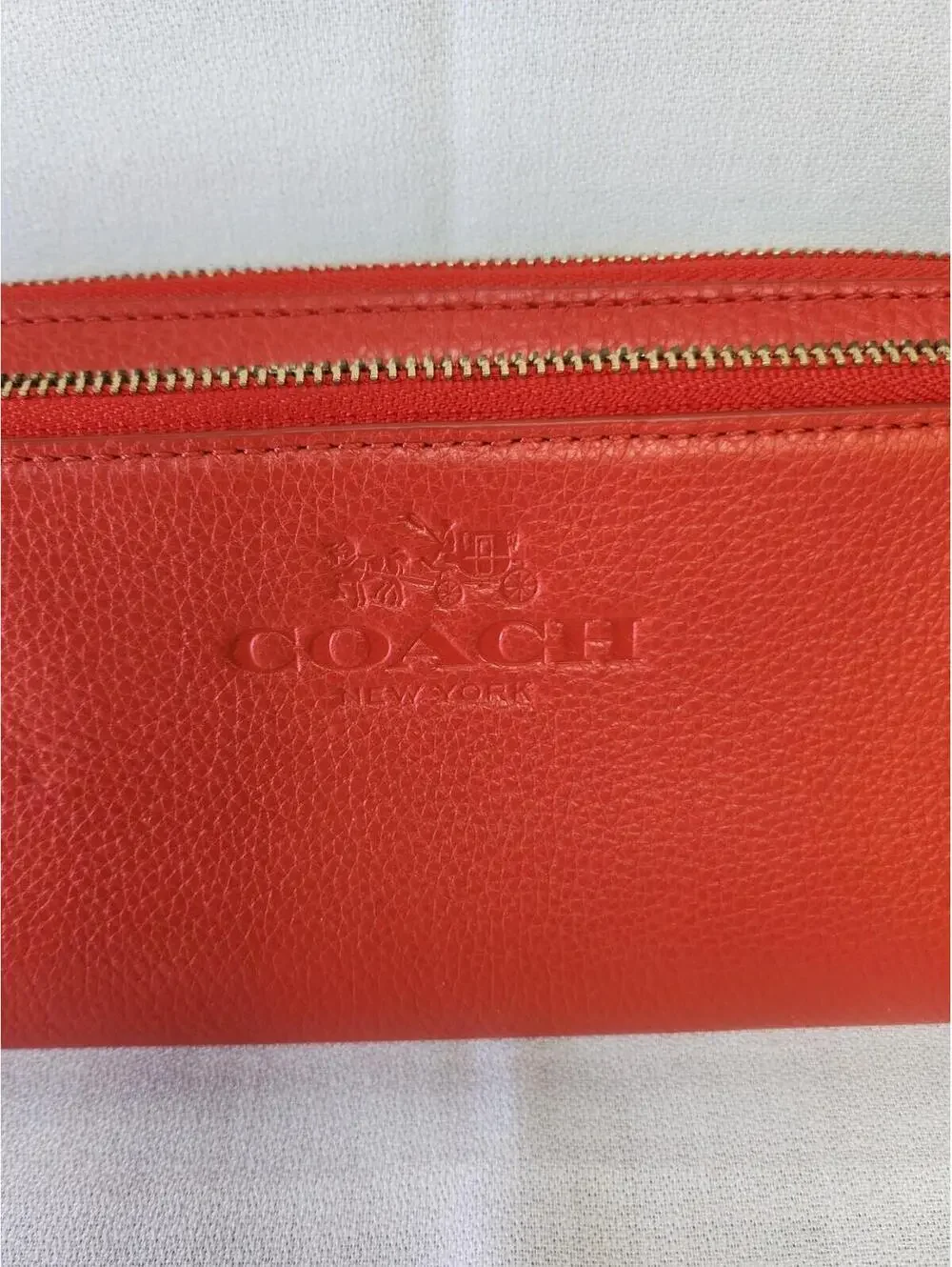 Coach Red Wristlet Wallet with Zipper, Logo, Strap and Credit Card Slots - Picture 2 of 5
